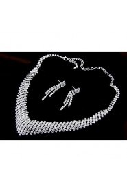 European Style Fashion Shiny Rhinestone Necklace Earring Set Bridal Set