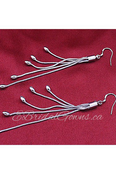 S925 Fine Silver Drop Earrings (Length 8.2cm)