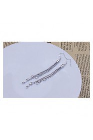 S925 Fine Silver Drop Earrings (Length 8.2cm)