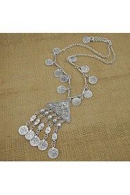 Geometry Coins and Tassel Pendant Necklace for Woman Jewelry