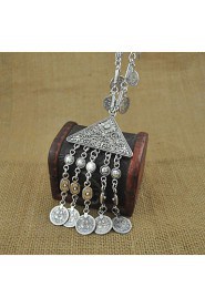 Geometry Coins and Tassel Pendant Necklace for Woman Jewelry