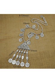 Geometry Coins and Tassel Pendant Necklace for Woman Jewelry