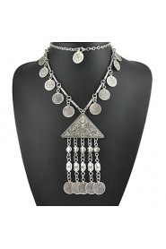 Geometry Coins and Tassel Pendant Necklace for Woman Jewelry