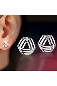 S925 Fine Silver Triangle Stud Earrings