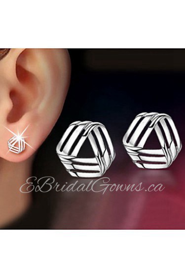 S925 Fine Silver Triangle Stud Earrings