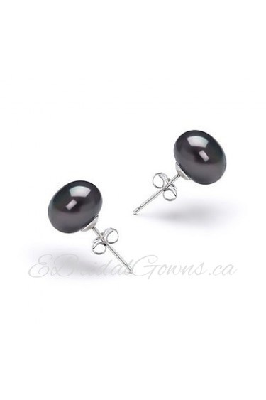 14k Gold Black 7.5-8mm AFreshwater Pearl Earring