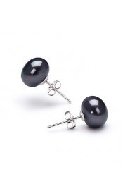 14k Gold Black 7.5-8mm AFreshwater Pearl Earring