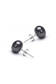 14k Gold Black 7.5-8mm AFreshwater Pearl Earring