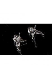 S925 Fine Silver AZircon Wings Stud Earrings (1.1*0.8cm)