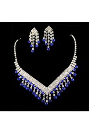 Wedding Bridal Bridesmaid Crystal Necklace Earrings Jewelry Set