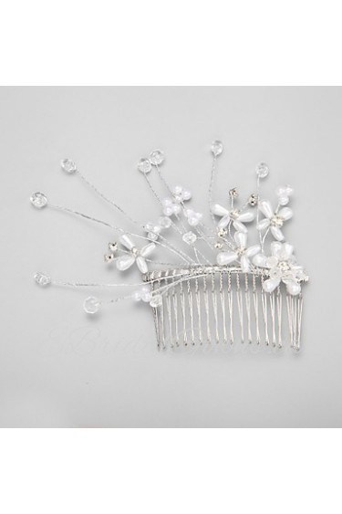 Women's / Flower Girl's Rhinestone / Crystal / Alloy / Imitation Pearl Headpiece-Wedding / Special Occasion Hair Combs 1 Piece White Round