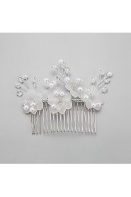 Women's / Flower Girl's Crystal / Alloy / Imitation Pearl Headpiece-Wedding Hair Combs 1 Piece White Round