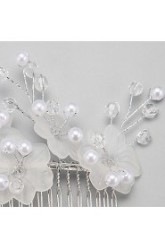 Women's / Flower Girl's Crystal / Alloy / Imitation Pearl Headpiece-Wedding Hair Combs 1 Piece White Round