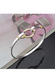 Fashion Sterling Silver Plated Gold Plated Circle Decoration Bangle Women's Bracelet