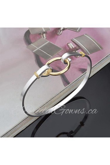 Fashion Sterling Silver Plated Gold Plated Circle Decoration Bangle Women's Bracelet