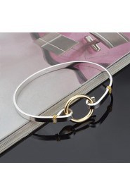 Fashion Sterling Silver Plated Gold Plated Circle Decoration Bangle Women's Bracelet