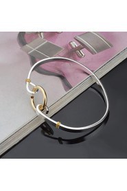 Fashion Sterling Silver Plated Gold Plated Circle Decoration Bangle Women's Bracelet