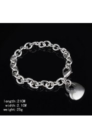 Fashion Sterling Silver Plated Heart Shaped Dangle Women's Bracelet