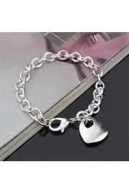 Fashion Sterling Silver Plated Heart Shaped Dangle Women's Bracelet