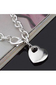 Fashion Sterling Silver Plated Heart Shaped Dangle Women's Bracelet