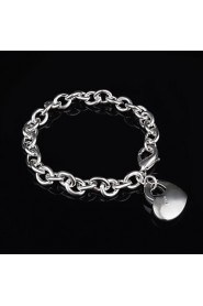 Fashion Sterling Silver Plated Heart Shaped Dangle Women's Bracelet