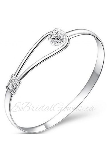 Ladies' Silver Round Flower Bangles