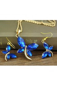 18K Gold Plated Crystal Dragonfly Pendants Necklace Dangle Earring Jewelry Set for Office Lady Dress (More Colors)