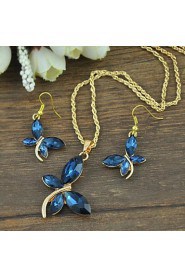 18K Gold Plated Crystal Dragonfly Pendants Necklace Dangle Earring Jewelry Set for Office Lady Dress (More Colors)