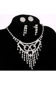 Bridal Events Party Jewelry Sets Lady Crystal Necklace Ring Bracelet Earrings Gifts with 2 Pairs of Rhinestone Earrings