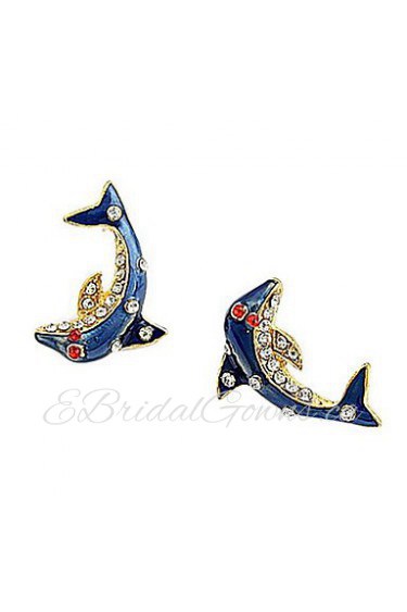 European And American Trade Glaze Dolphin Mermaid Legend Earring