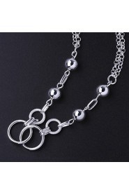 Fashion Round Shape Silver Plated Simple Silver Pendant Necklace (White)(1Pc)