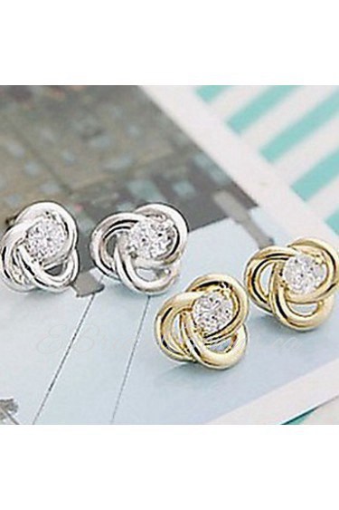 Fashion Silver-Plated Stud Earrings