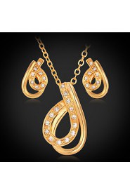 Instyle 18K Chunky Gold Plated Rhinestone Crystal Pendant Earrings Set Vintage High Quality