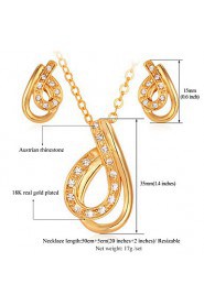 Instyle 18K Chunky Gold Plated Rhinestone Crystal Pendant Earrings Set Vintage High Quality