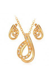 Instyle 18K Chunky Gold Plated Rhinestone Crystal Pendant Earrings Set Vintage High Quality