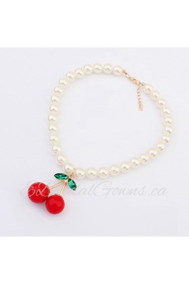 Lucky Star Women's Imitation pearls Strawberry Necklace