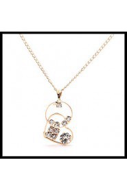 Chic Delicate Gold Chain Round Heart Pendant Necklace with Stud Earrings Women's Jewelry set