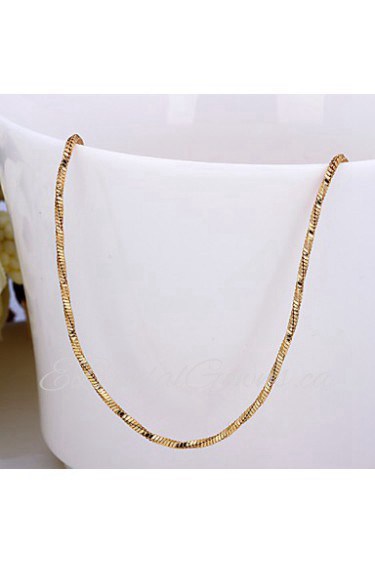 Simple Snake Shape Yellow Gold Plated Alloy 4M Chain Necklace(Gold,Rose Gold,White Gold)(1Pc)