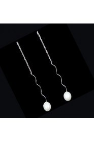 Gorgeous Platinum Plated With Fresh Water Pearl Earrings