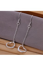 Sweet Heart Shape Silver Plated Earring(Silver)(1Pair)