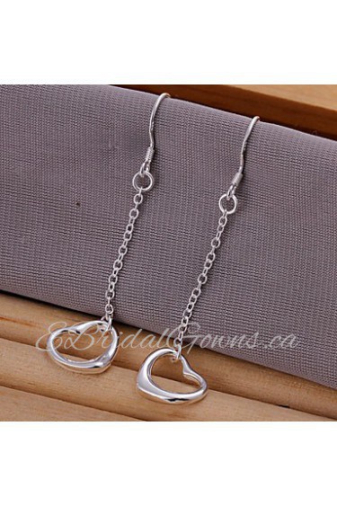 Sweet Heart Shape Silver Plated Earring(Silver)(1Pair)