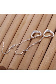 Sweet Heart Shape Silver Plated Earring(Silver)(1Pair)