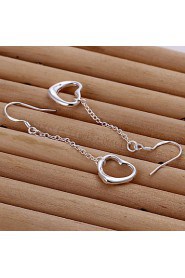 Sweet Heart Shape Silver Plated Earring(Silver)(1Pair)