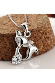 925 Silver Fox Pendant With Cubic Zirconia