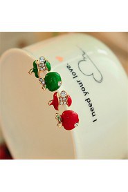 Red-Drop Glaze Apple Ear Stud(Red)(1Pr)