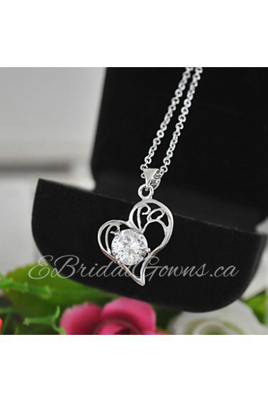 Women Jewelry Wholesale Heart with CZ Pendant Necklaces Heart Necklaces