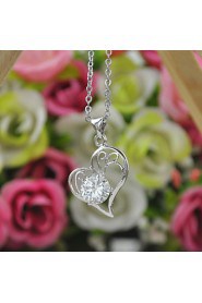 Women Jewelry Wholesale Heart with CZ Pendant Necklaces Heart Necklaces