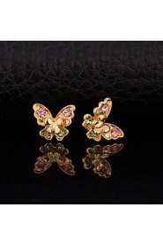 InStyle 18K Chunky Gold Plated Butterfly Stud Rhinestone Earrings High Quality