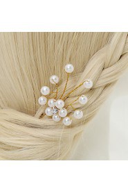 Women's / Flower Girl's Alloy / Imitation Pearl Headpiece-Wedding / Special Occasion Hair Pin 1 Piece White Round