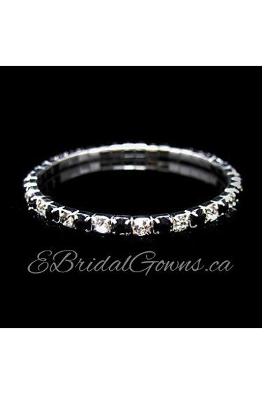 Black And Clear Ladies' Rhinestone Wedding Tennis In Silver Alloy